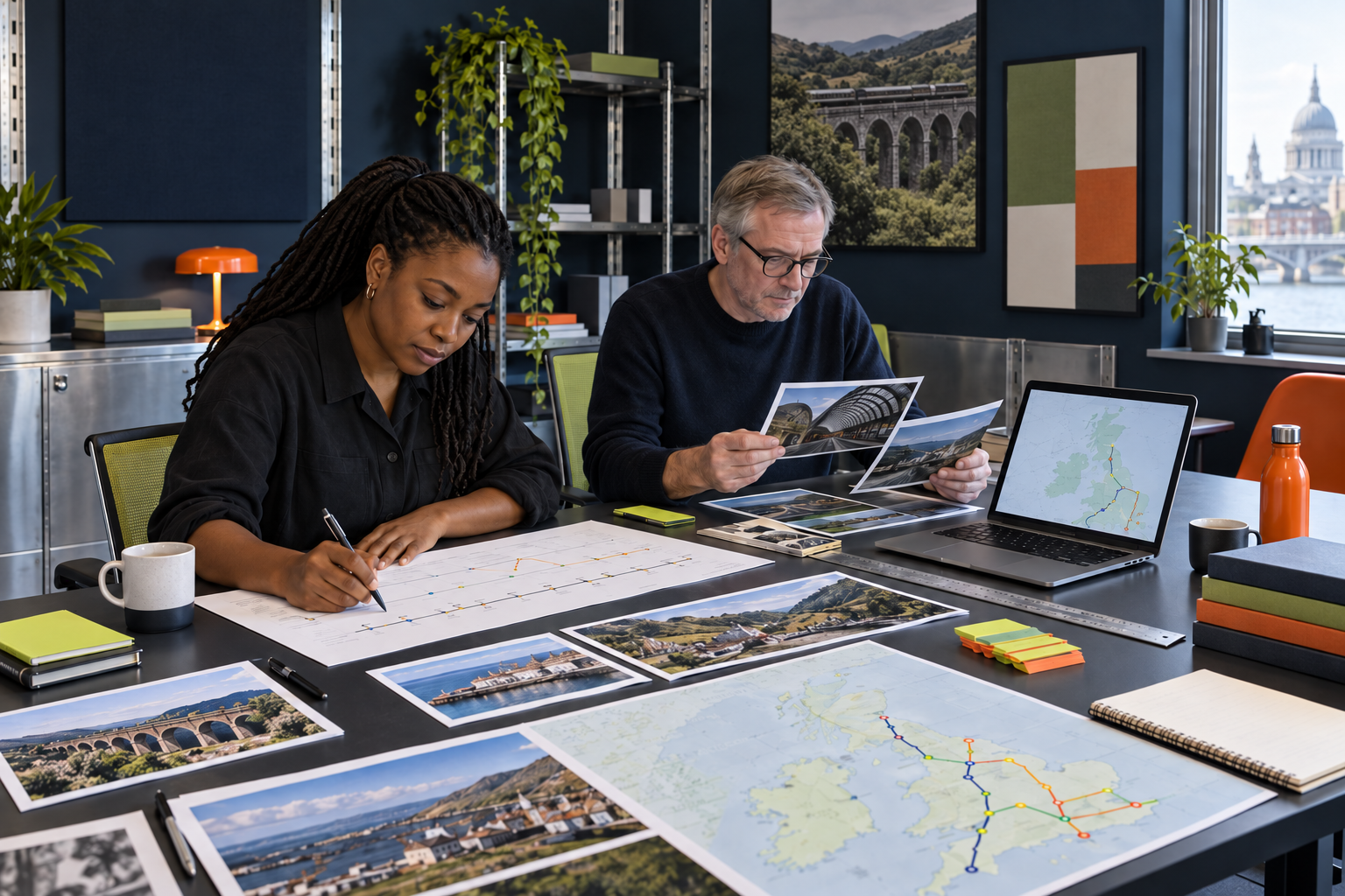 Two rail itinerary planners comparing route maps and station details